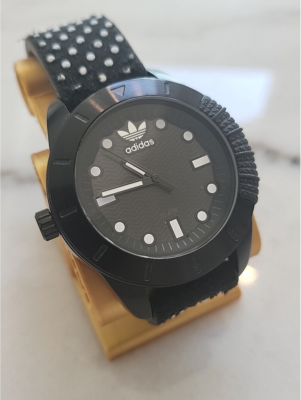 Adidas Watch Adh3053 Black 43mm Quartz Mens Watch Works New Battery OriginalBand